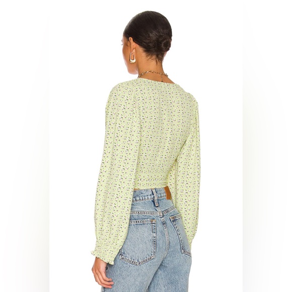 REVOLVE Tie Front Plunging Crop Top in Green Floral - Picture 2 of 5